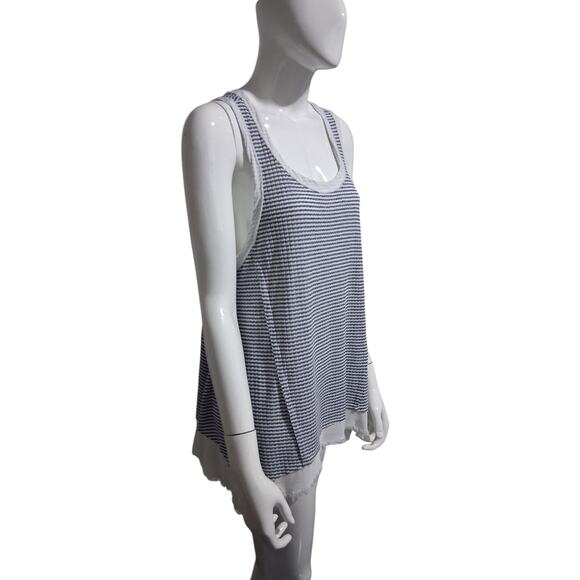 Umgee Nautical Tank Womens size Large Stripe Asymmetrical Beachy Scoop Neck Top - Picture 3 of 8